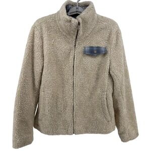 Pendleton‎ Women's Fleece Jacket Plaid Accents Medium Full Zip Sherpa Coat